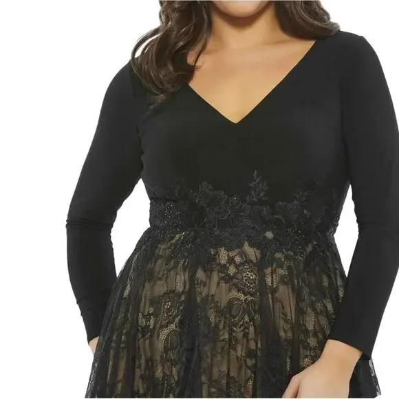 MAC DUGGAL 67897 Jersey & Lace Cocktail Dress, Size 24W, New with Tag MSRP $398 - Picture 2 of 8